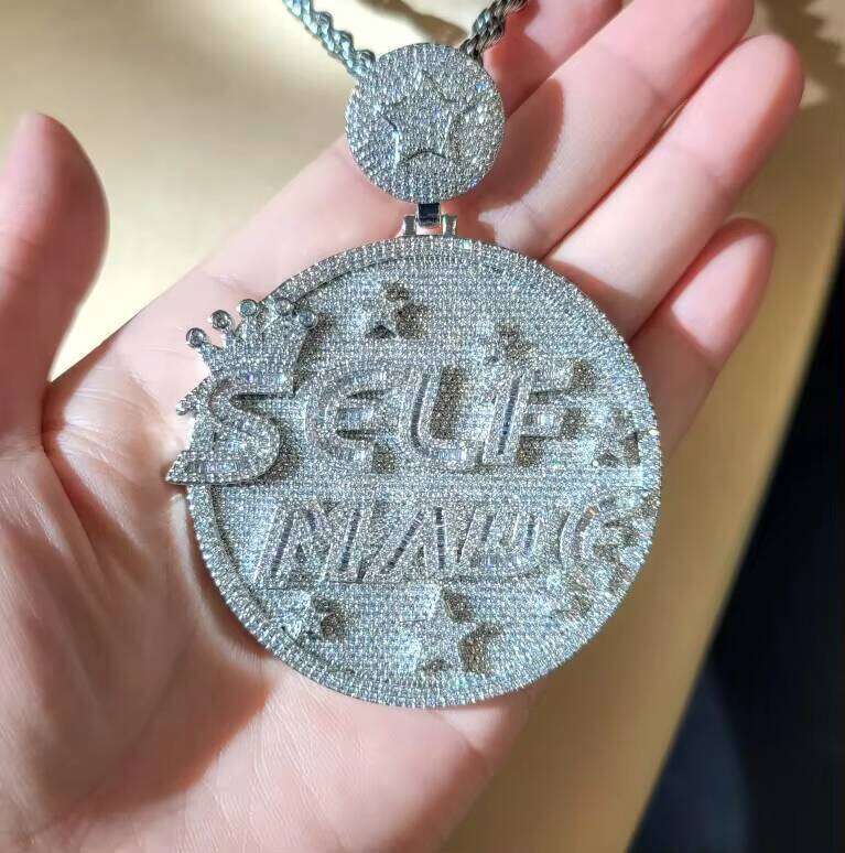 Custom Sterling Sier Letter Name Hip Hop Men's Jewelry Iced Out Moissaite Pendant