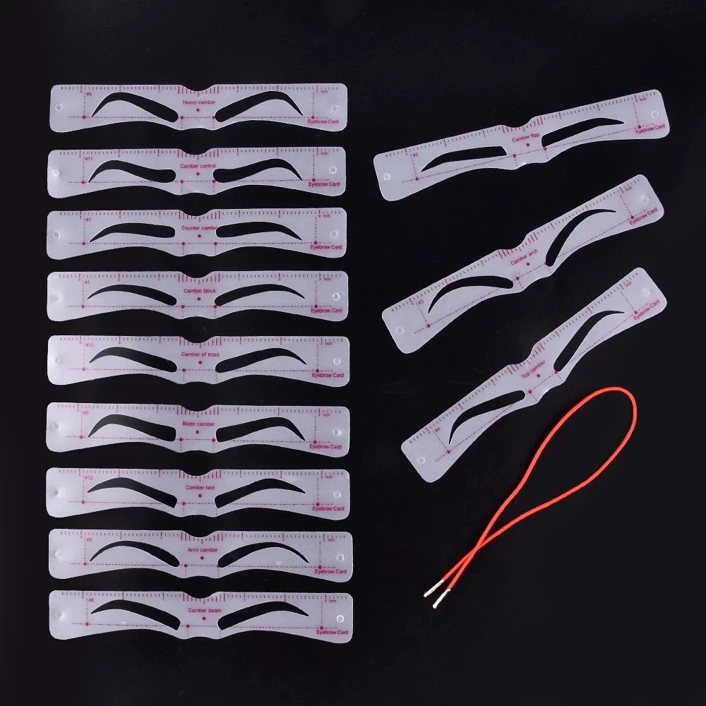 12pcs/Set s Eyebrow Shape Set Portable Plastic Eyebrow Stencil Card for Women Thrush Model Eye Brow Drawing Tool Makeup 250526 - view 3
