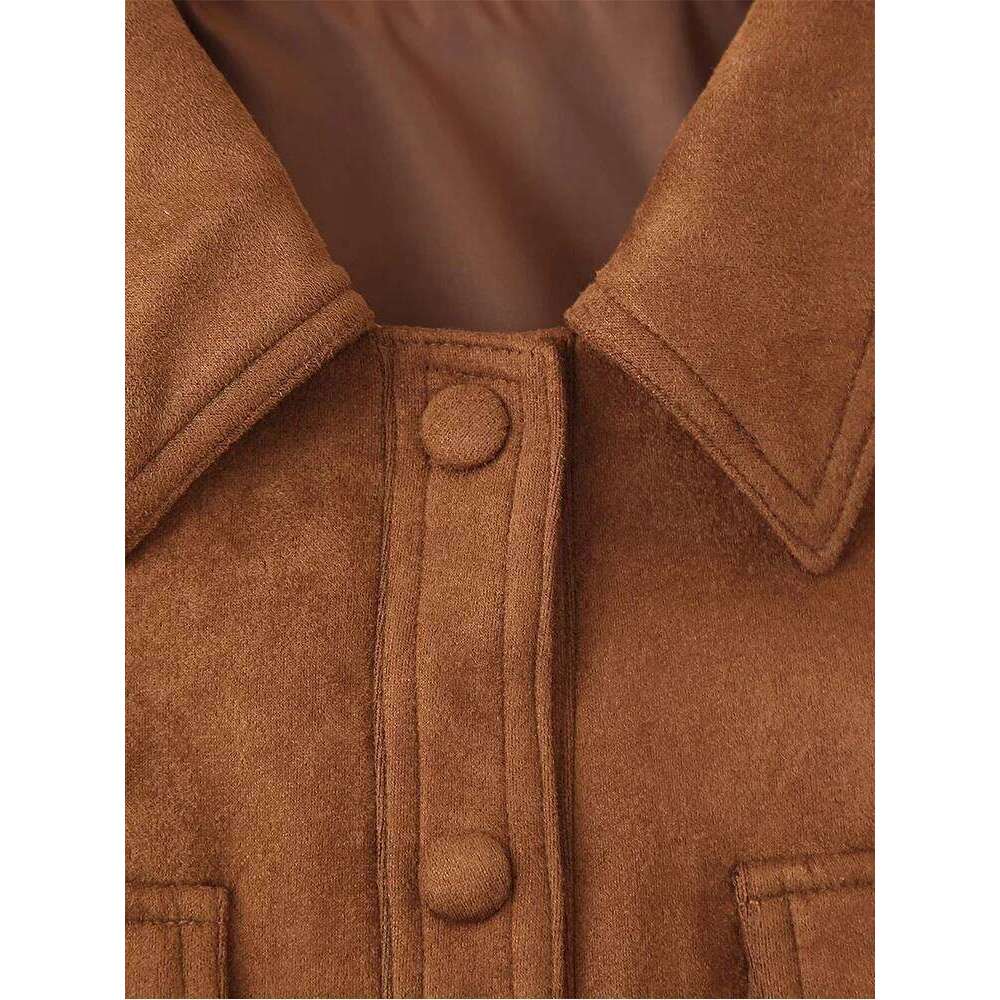 Autumn and Winter American Retro Casual Fashion Versatile High-End Style Western Slim Brown Jacket for Women
