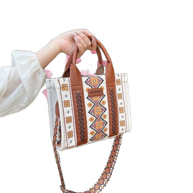 Luxury Brand Designer Bag Women's Messenger Bohemian Shoulder Bag Purse Cotton Fried Dough Twists Ethnic Style Travel Handbag