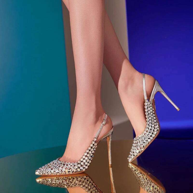 Dia high heels women in2025with a single button back strap,sexy wedding shoes for brides,slim heels,pointed toe sandals