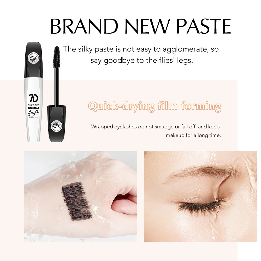 7D mascara waterproof and easy to makeup no smudging and no makeup removal slender and curled thick mascara 250523
