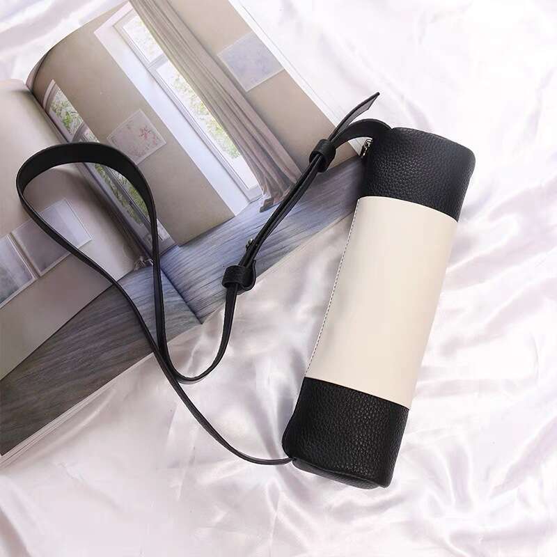 Niche Design Cylinder for Women 2024 New Genuine Leather Simple Shoulder Bag Color Block Fashion Top Layer Cowhide Crossbody