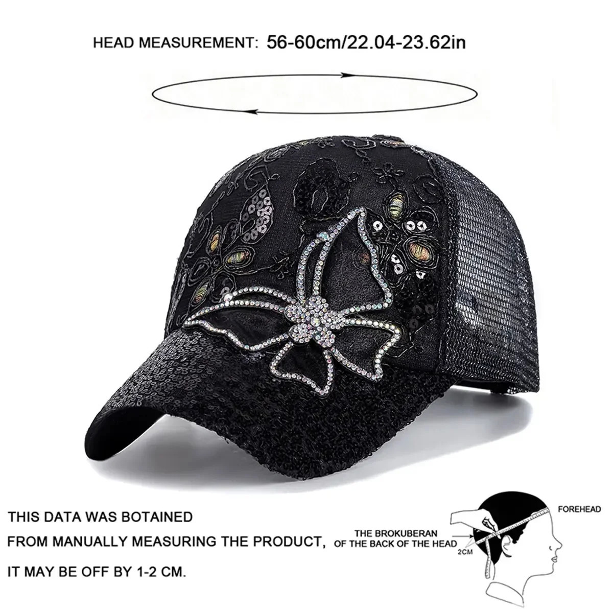 Unisex Butterfly lace glitter Baseball Net Caps Spring and Summer Outdoor Adjustable Casual Hats Sunscreen Hat 250522