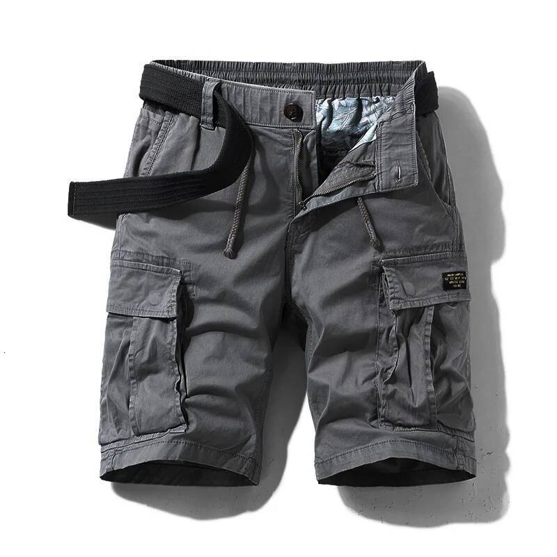 Slightly Elastic Multi-Pocket Work Loose Straight Casual Trendy Shorts Large Size Solid Color Breeches