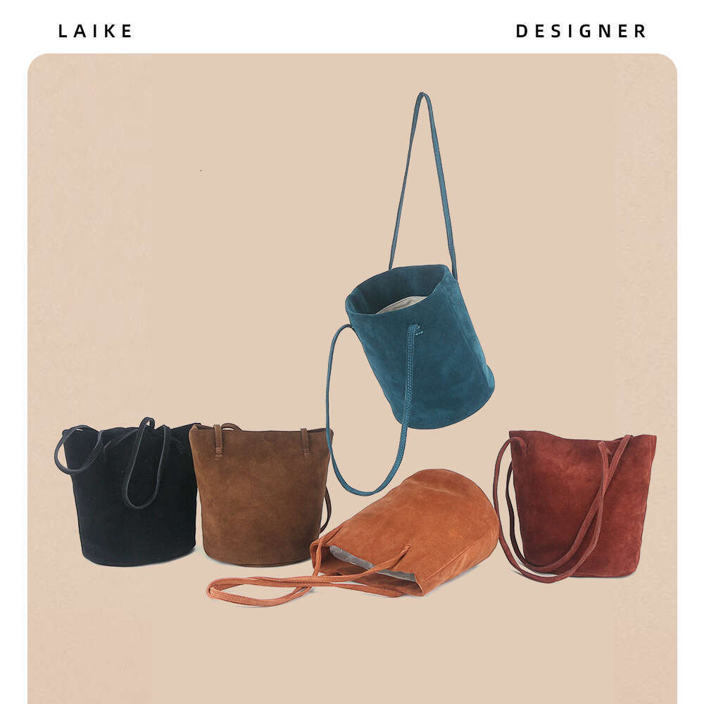 Autumn Winter New Genuine Leather Matte Bucket for Women High-end Niche Versatile Tote Shoulder Underarm Crossbody Bag