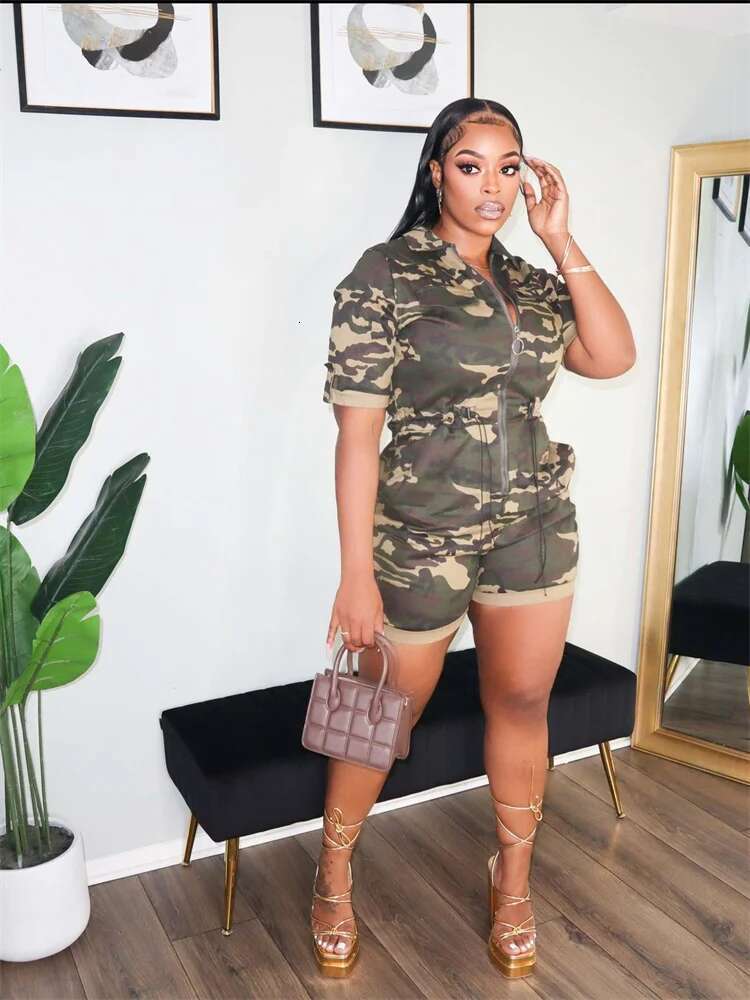 Women Clothing Jumpsuit Cargo Camouflage Pockets Sexy Fashion Streetwear Romper Playsuits Wholesale Dropshipping S-5XL