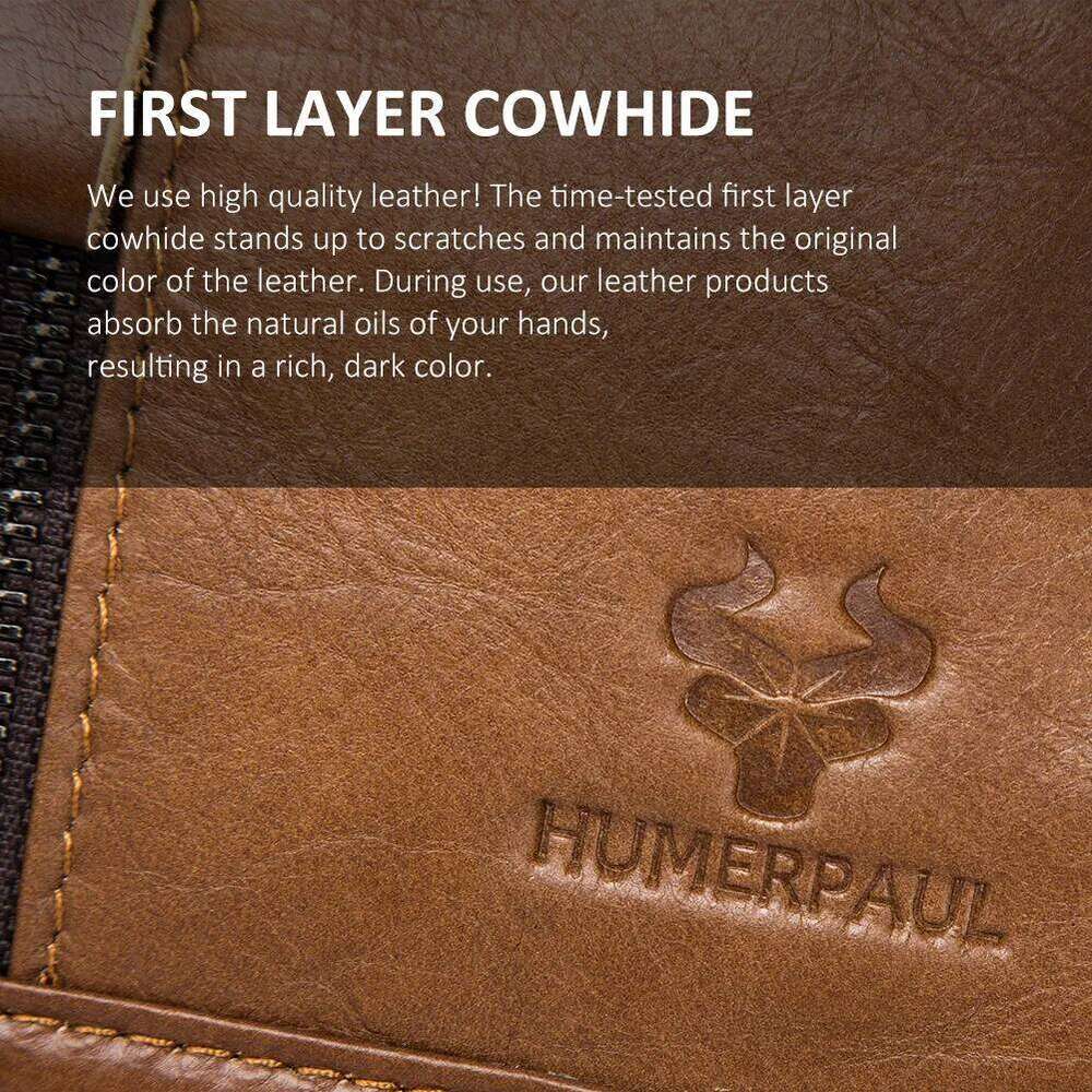 HUMERPAUL 100% Genuine Leather Men's Shoulder Messenger Bag Small Business Crossbody Handbag For Work Male Travel Sling Bolso