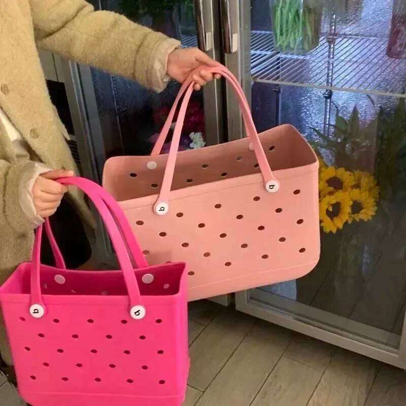 Design Bag XL Extra Large EVA Rubber Waterproof Beach Travel Picnic Storage Basket Women Shopping Handbag Sac Jelly Tote Bag Brand Bag