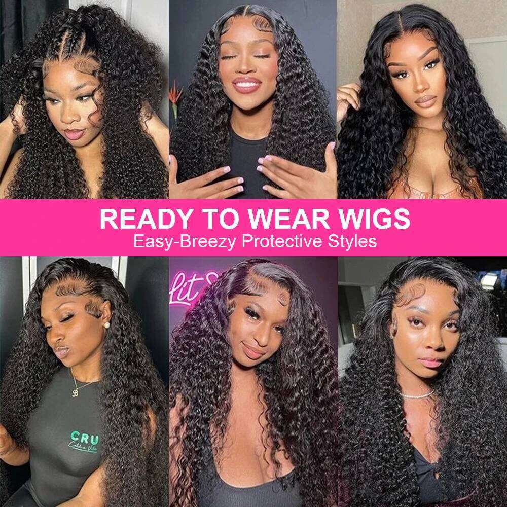 38 Inch Deep Wave 250 Density Glueless Wig 13X6 HD Lace Frontal Human Hair Remy Transparen Pre Plucked Brazilian Wigs For Women