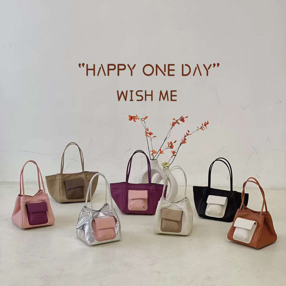 Women's 2023 New Color-Block Small Pocket Handbag Top Layer Cowhide Square Unique Personality Crossbody Bag