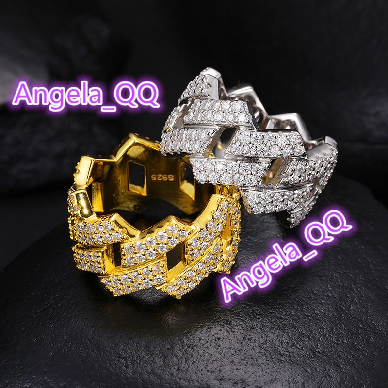 Cluster Diamond Hip Hop Gold Plated 925 Sterling Silver Vvs1 d Color Mens Moissanite Cuban Ring