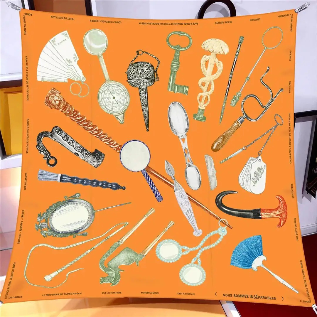 90cm Twill Silk Scarf Square Scarves Women Hijab Scarf Foulard Headband Neckerchief Bandana 250527