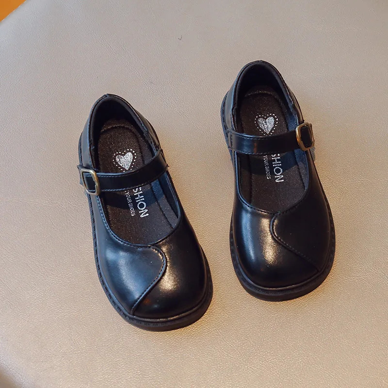 Princess Girls Spring Autumn Shoes Concise Style All-match Child Mary Janes 22-31 Black Beige Fashion School Kids Leather Shoes 250528
