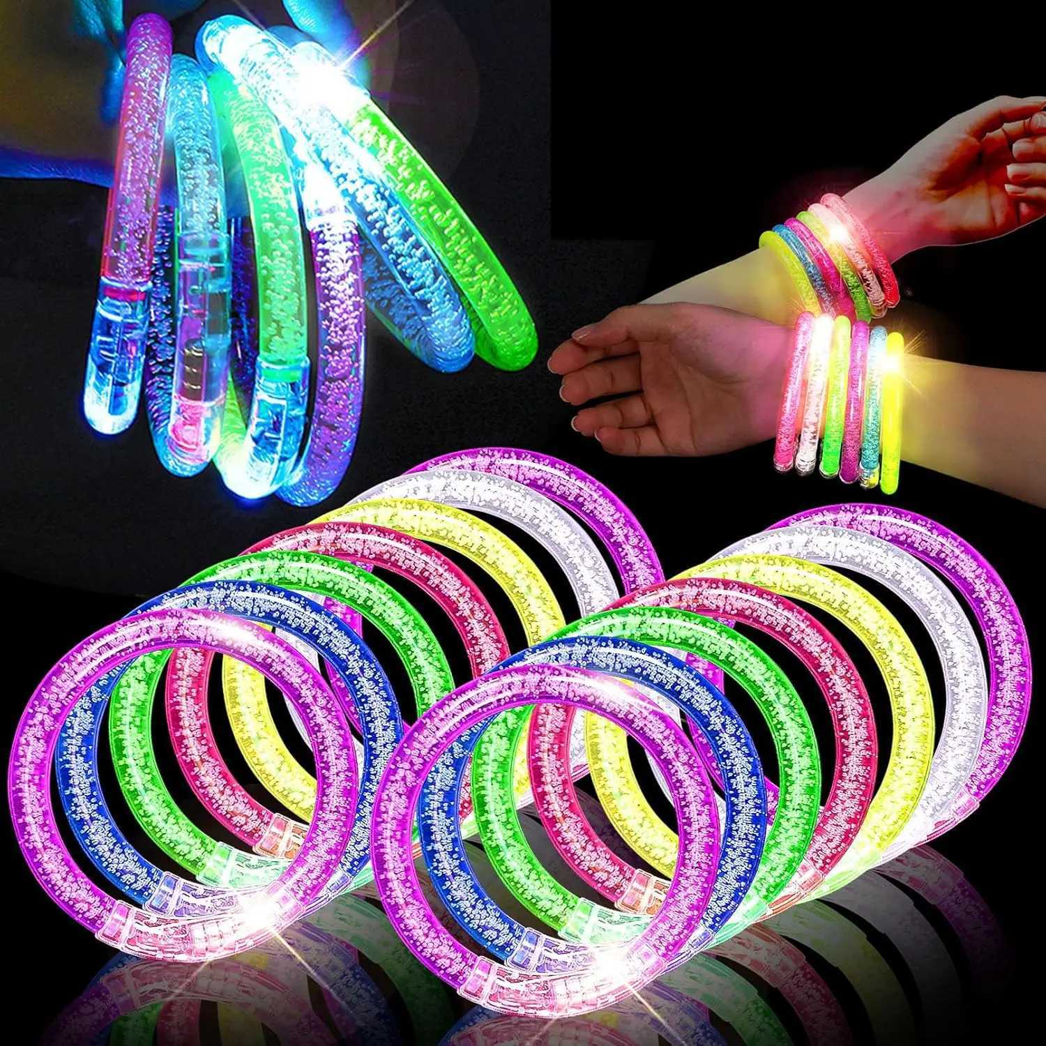 Multipack 10/20/30/40/50PCS LED Light Up Bracelets Glow in Dark Wristbands Reusable Party Favors for Raves Festivals W250528