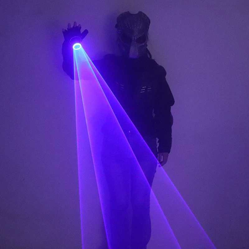 Blue Auto Rotating Laser Gloves Finger Lamp Whirlwind Handheld Tunnel Effect LED Lighting Gloves DJ Dancing Club Party Supplies W250528