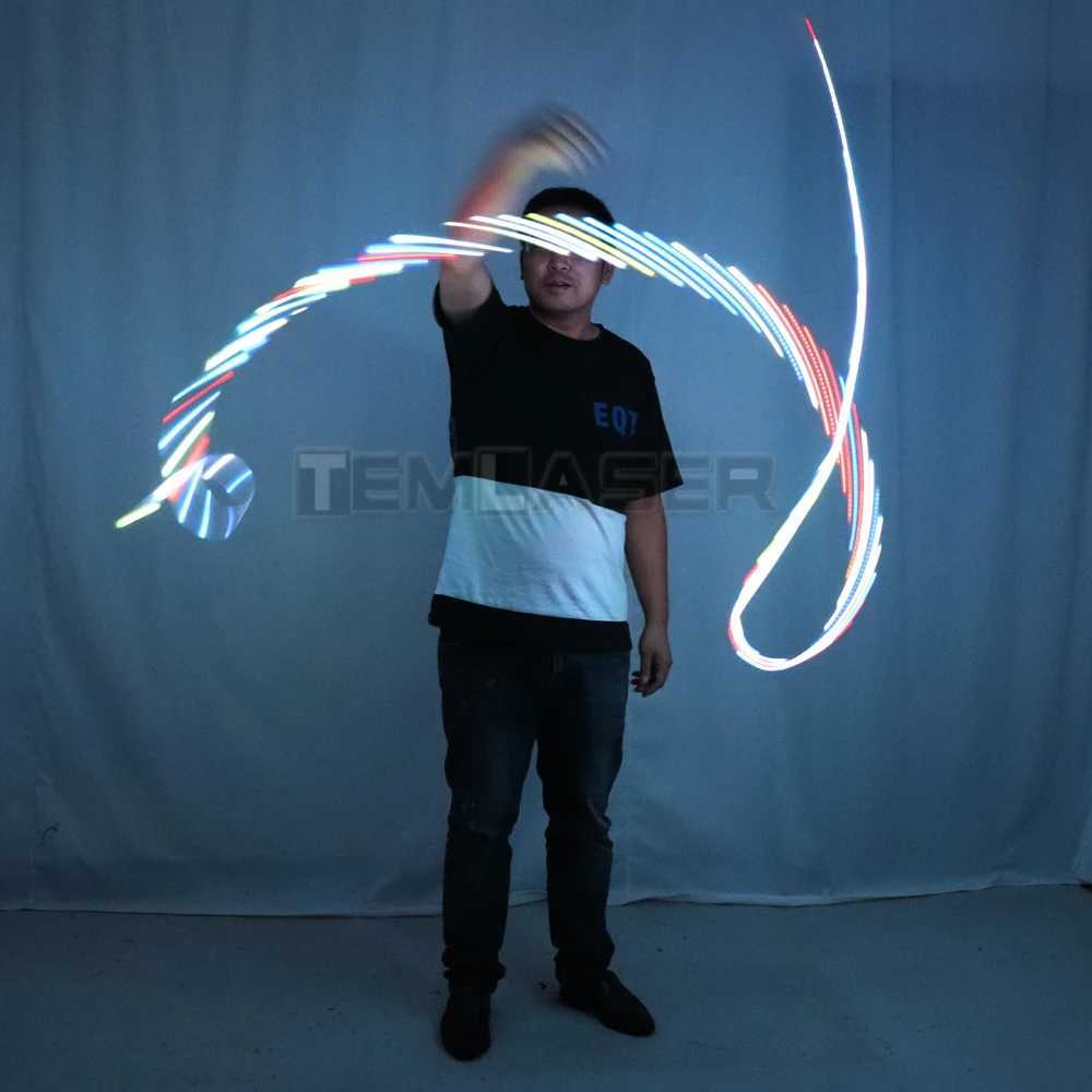 LED Rhythmic Gymnastics Ribbon Colorful Luminous Gym Ribbons Dance RGB Glow LED Poi Ribbon for Belly Dance Hand Props W250528