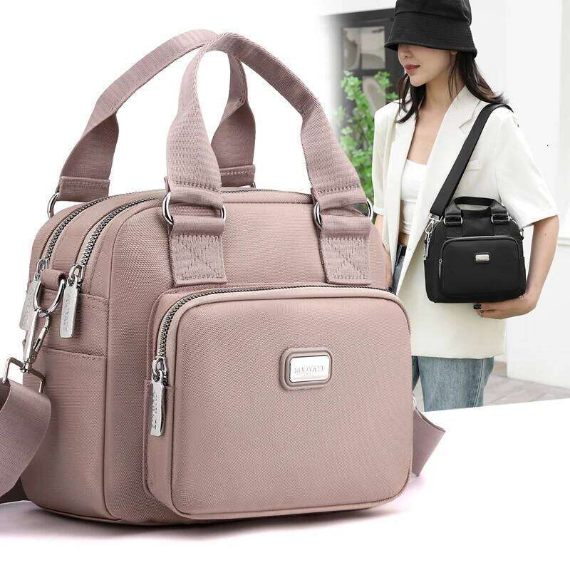 Fashion 3 Layers Women Shoulder High Quality Durable Nylon Mommy Handbag Pretty Style Multi-Pockets Female Shopping Bag
