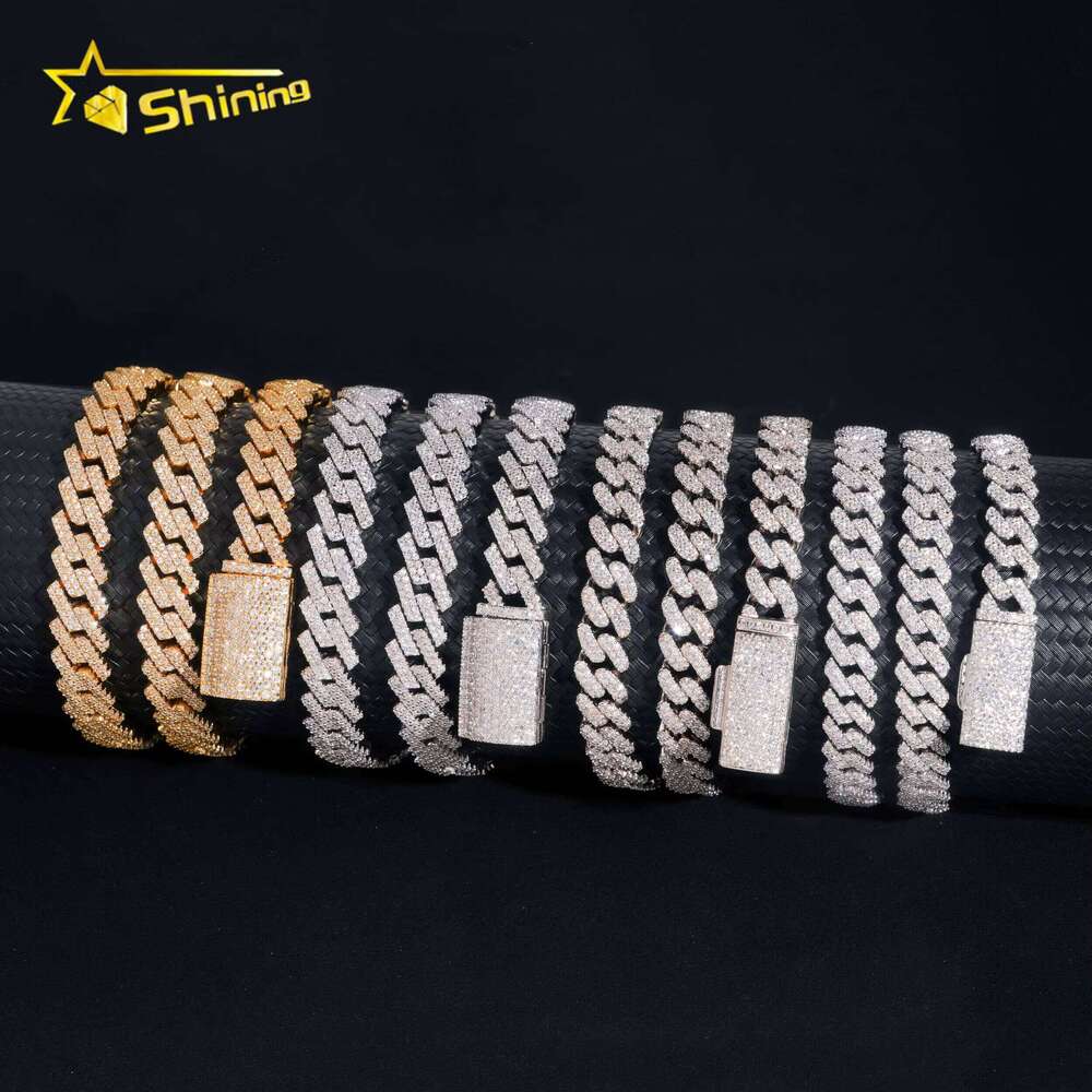 Hot Sale VVS Iced Out Moissanite Pass Dia Test Sier Gold Hip Hop Cuban Link Chain Necklace Fine Jewelry for Men