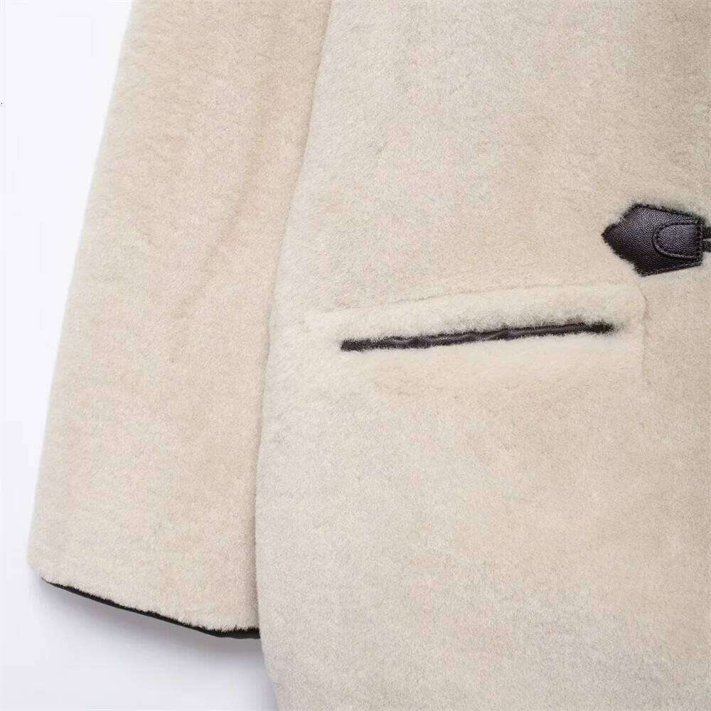 autumn new women's casual fashion slim fit commuting versatile design with rope knot decoration fur coat
