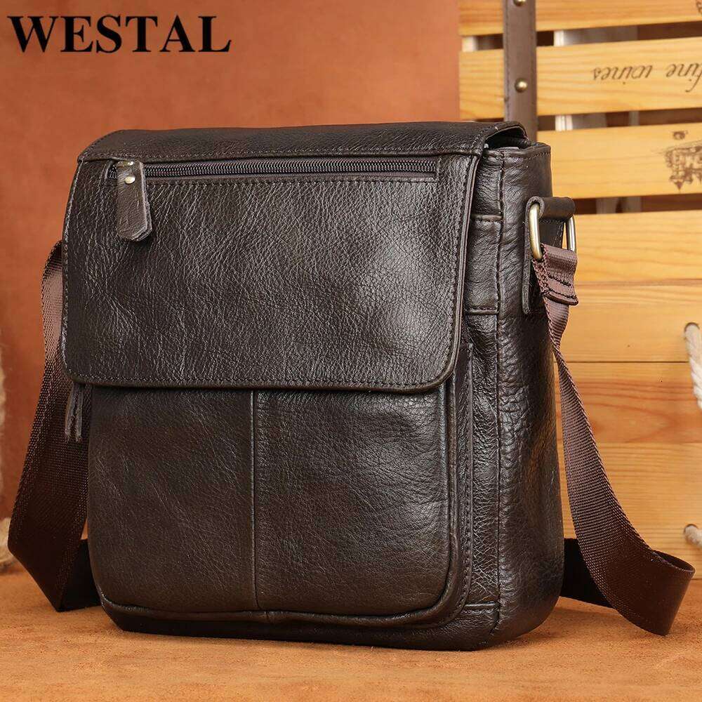 WESTAL Shoulder High Quality Bag Cowhide Leather Crossbody Capacity Men Messenger Tote Bags For Male 819A