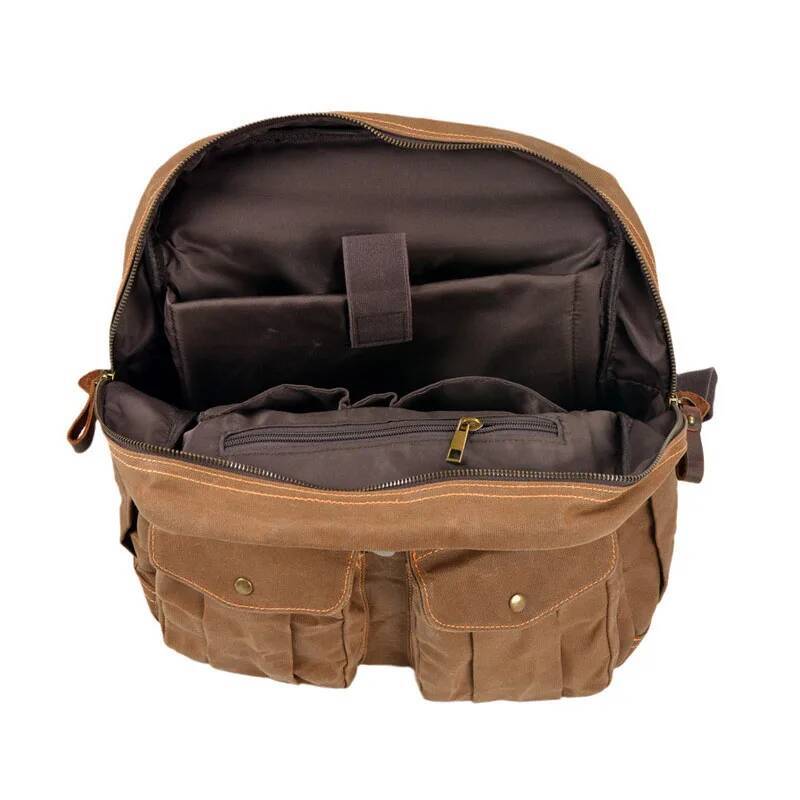 Canvas men's bag Camping outdoor hiking waterproof Student Leisure travel retro 16 "computer backpack