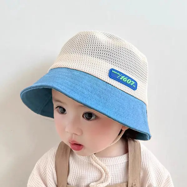 Summer Kids Bucket Hat Patchwork Mesh Breathable Baby Fisherman Hats For Boys Girls Outdoor Sun Protection Basin Cap 250528