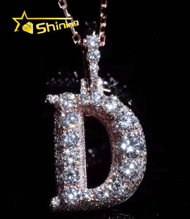 Brilliant Dia Hip Hop Jewelry Charm Letter Custom Iced Out Sterling Sier Moissanite Pendant