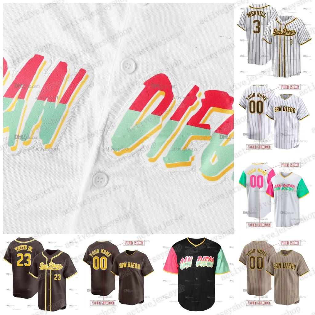 Custom 23 Tatis Jr. Machado Baseball Jersey Bogaerts Musgrove Darvish Heyward Arraez Stitched Number Name Mens Womens Youth