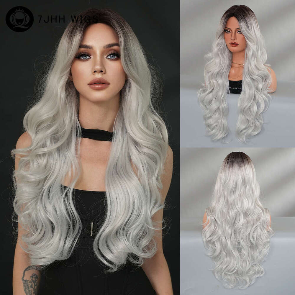 For Women Long Curly Hair Natural Fluffy Deep Purple Wig Full Head Set