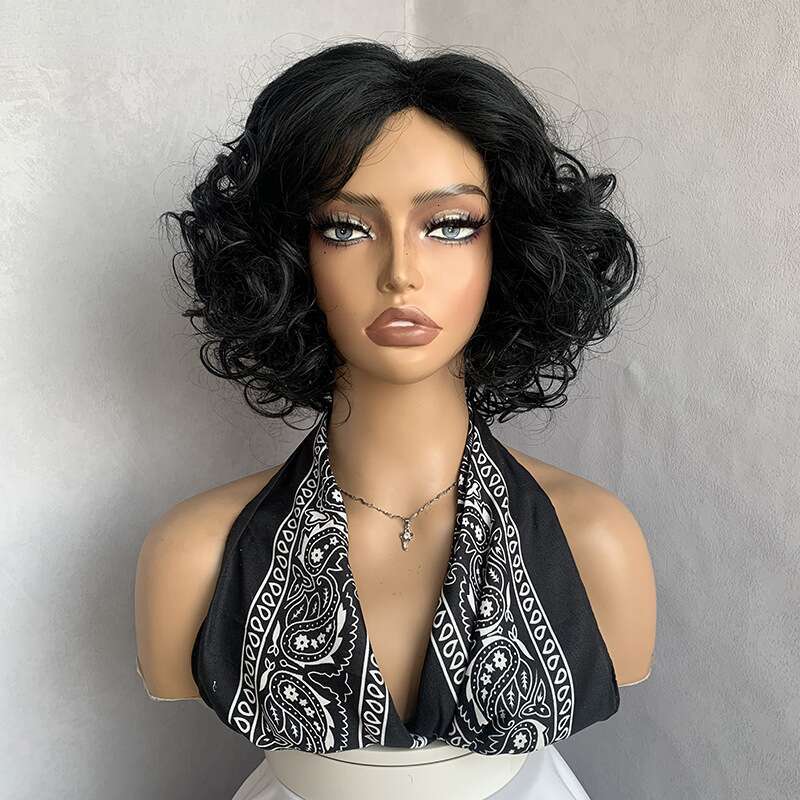 Women's wig New Short Curly Natural Fluffy Sier Mom Hair Fashion Granny Gray Wig Cap