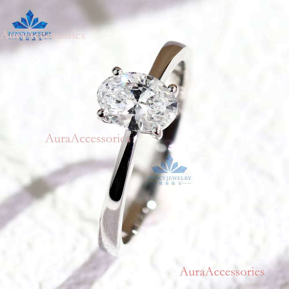 2025 High Quality 14K White Gold Lab Grown Dia Ring Oval Cut 1CT 2CT Engagement Wedding Jewelry From CVD HPHT IGI