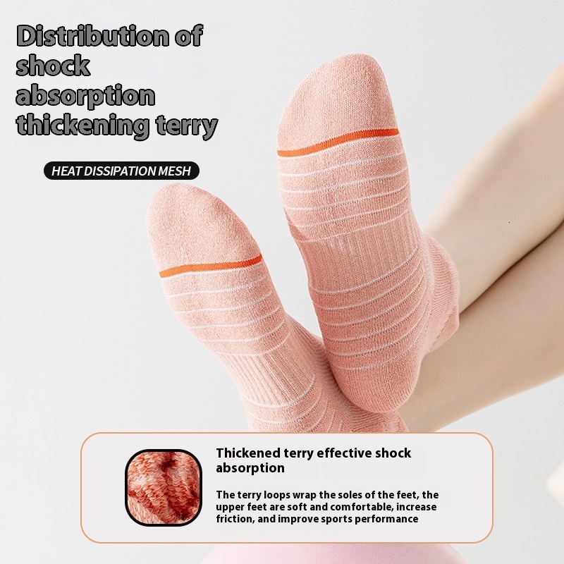 Sports Running Women Short Thickened Terry Towel Bottom Non-Slip Marathon Track and Field Walking Badminton Socks