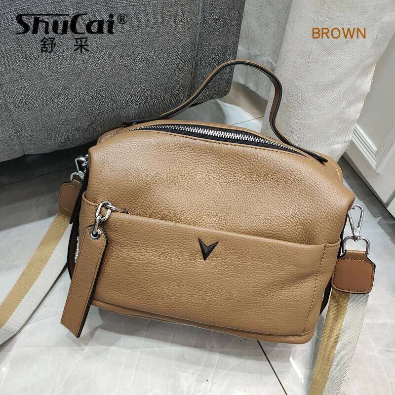 Genuine Leather New Fashion Women Messenger Bag Small Handbag British Boston Casual Tote Lady Shoulder Bags