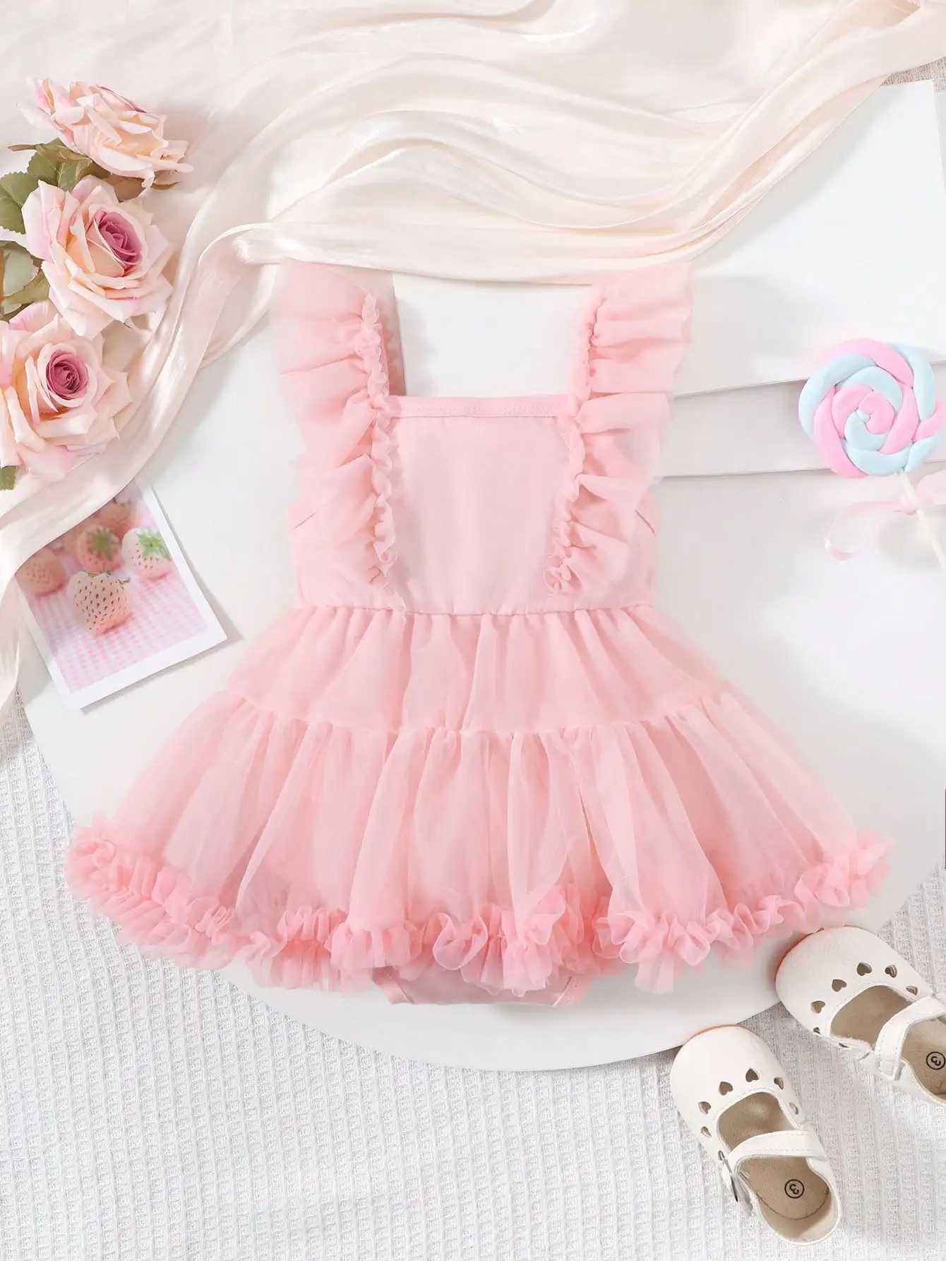 Baby Summer Bow Mesh Casual Cute Comfortable One Piece Dress X250528