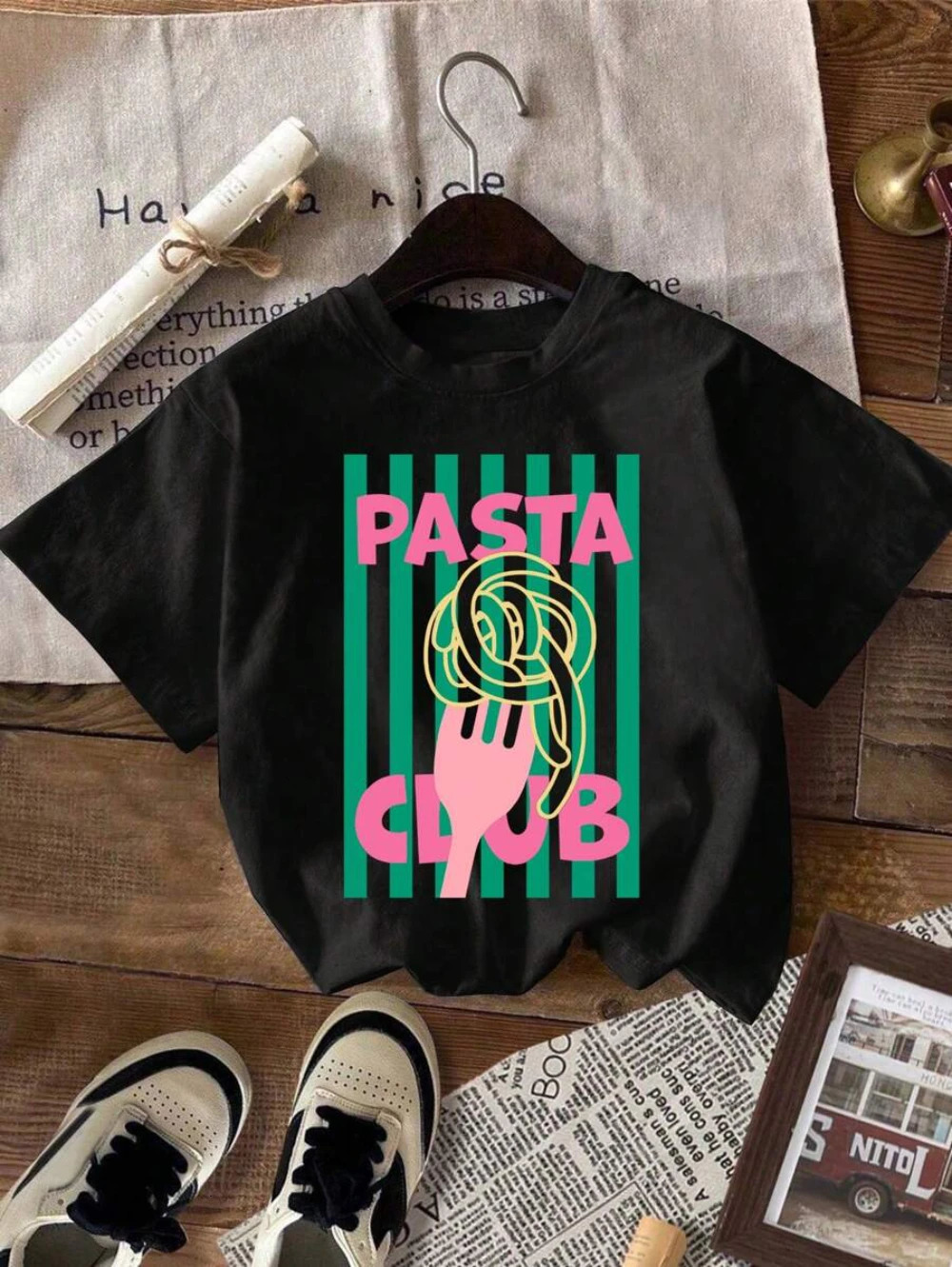 Y2k Pasta Club Graphic TShirt Fashion Funny Round Neck Tshirt Womens Clothes Casual Clothing Top 250519