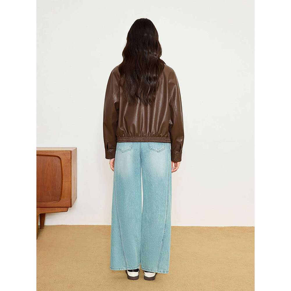 DUSHU Office Lady Women's Retro Leather 2025 Spring New Fashion Casual Loose Women Jacket 25DS81146