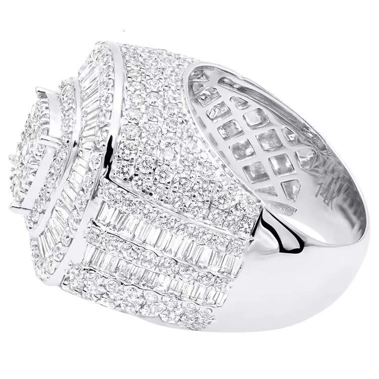 MEDBOO Wholesale Jewelry 14K White Gold 7.00 Total CTW VVS Moissanite Diamond Pinky Ring Luxury Vintage Engagement Ring for Men