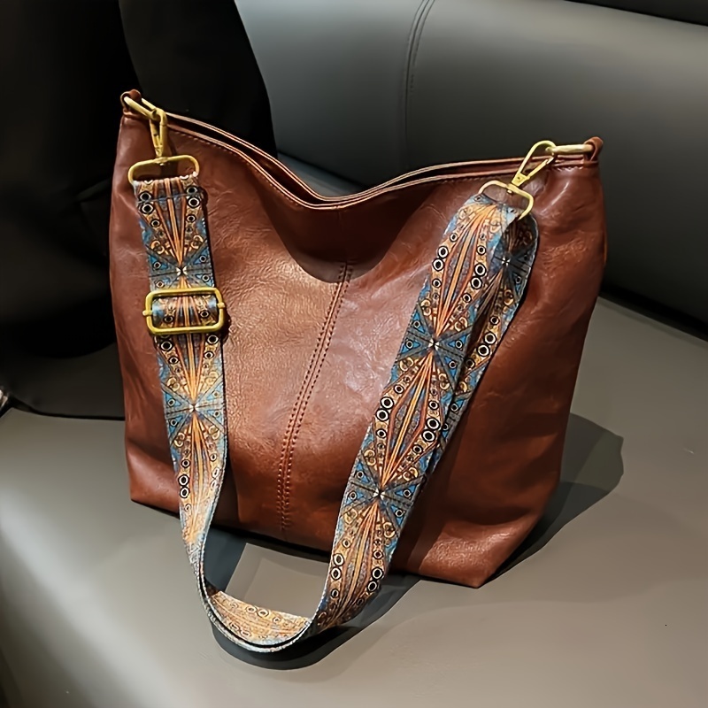 Wide Strap Simple Zipper Women's Bag
