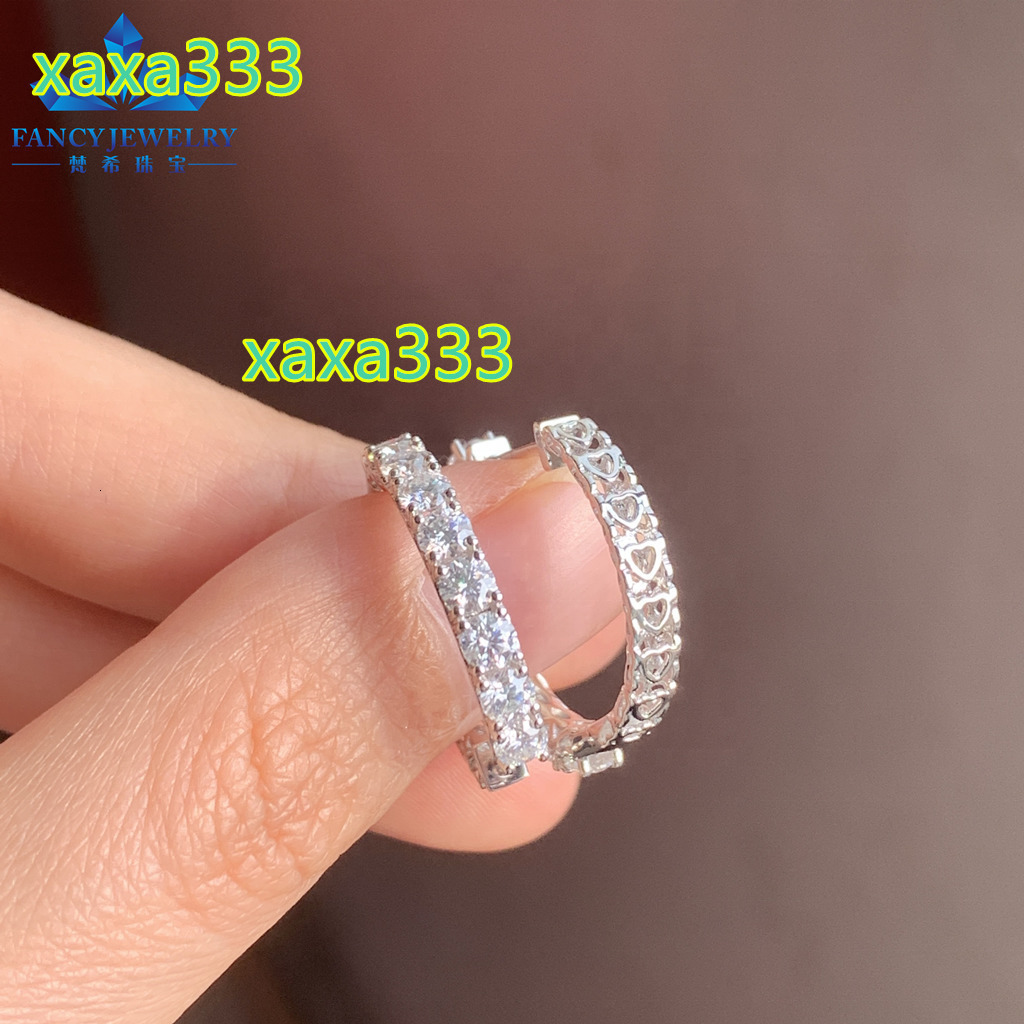 Round White 2.9MM Moissanite Diamond Womens Jewelry Hoop Earrings in 18K Solid Anniversary White Gold Drop Earrings