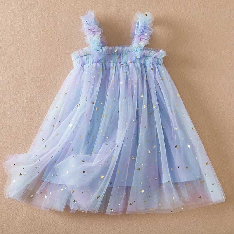 Baby Girls Clothes for Summer 1-5 Years Suspender Sleeveless Toddler Girls Dresses Rainbow Color Tulle Birthday Party Dress X250528