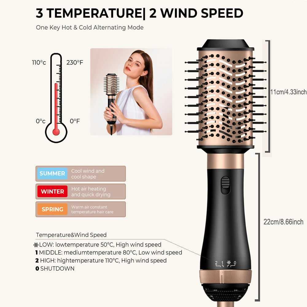 Professional Hair Dryer Brush 4 In 1 Hair Styler One Step Blow Dryer Comb Air Curling Iron Brush Electric Hair Blower BrushXJ250528