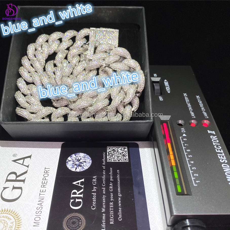 18mm 20mm Hip Hop Cuban Chain 925 Sterling Silver Fashion Jewelry Ice Out Vvs Moissanite Diamond Cuban Chain for Men