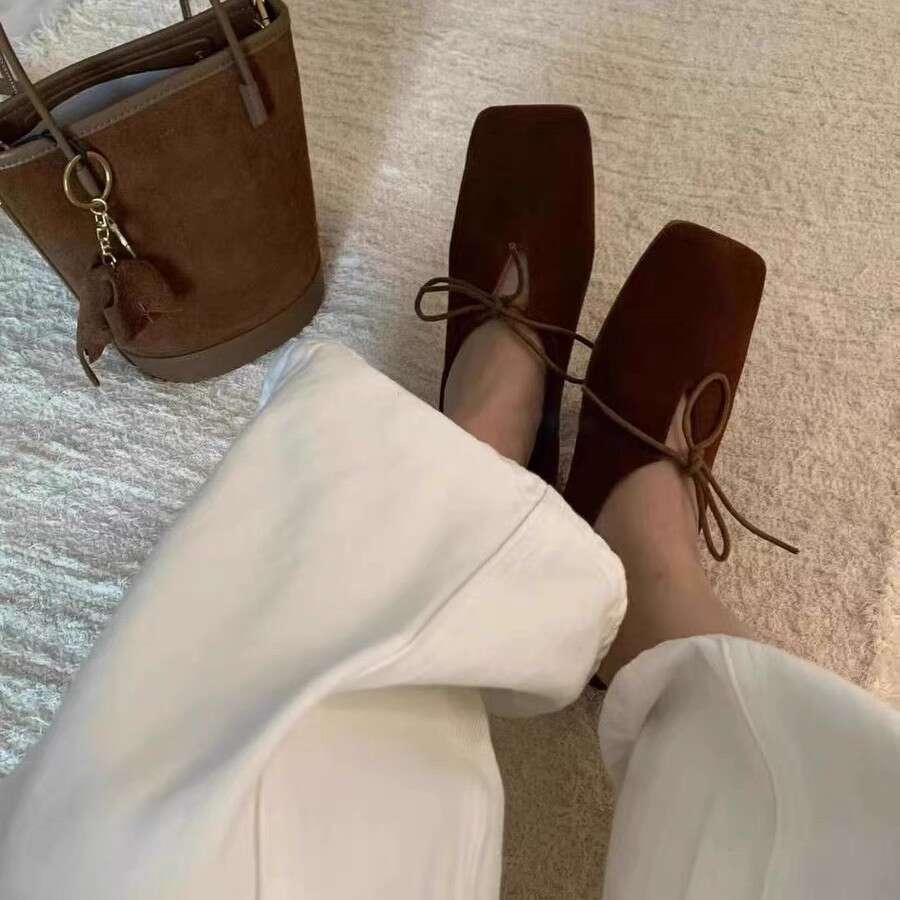 French Style Niche Square Toe Bowknot Flat Ballet Shoes Women Spring Autumn New Mary Jane Loafers
