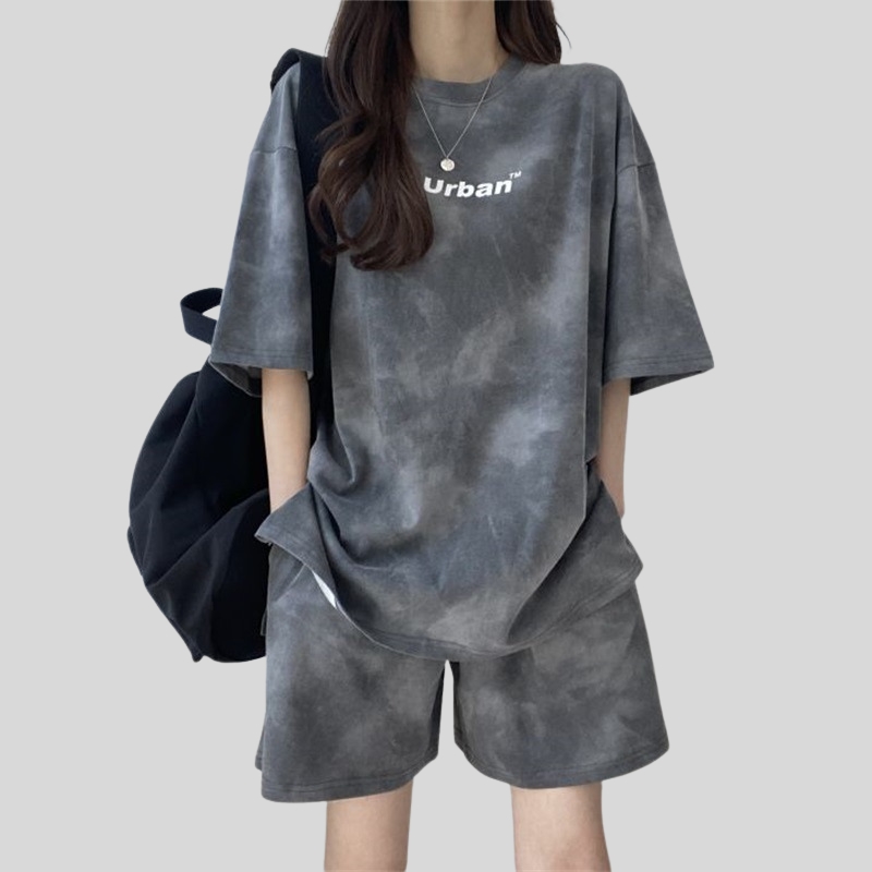 New fashion classic sports suit women's summer plus size thin top casual shorts