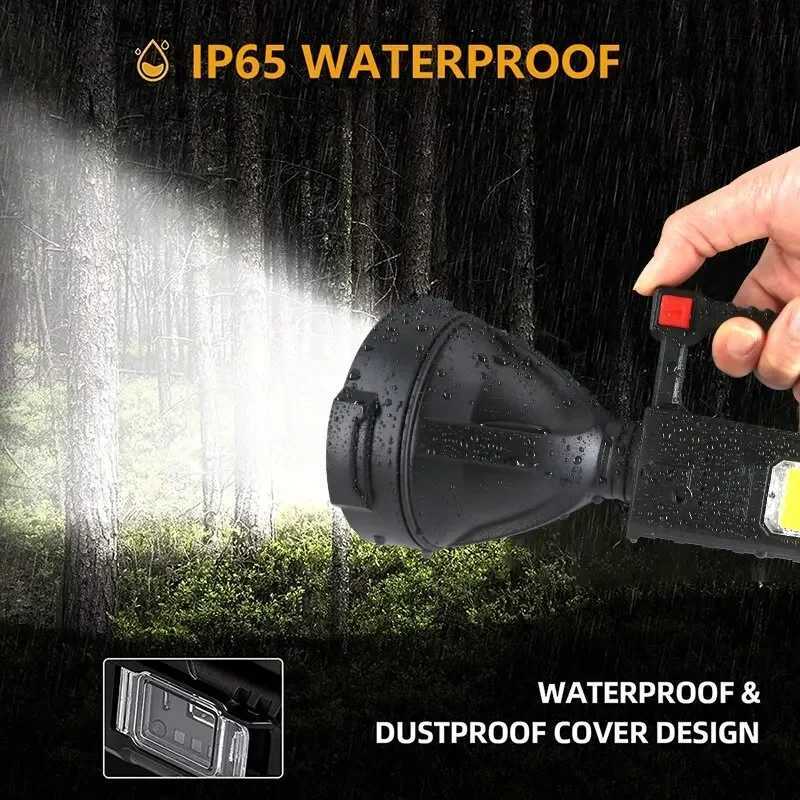 High Power LED Flashlight Waterproof Fishing Lantern Torch USB Rechargeable Powerful Spotlight Searchlight Camping Lamp XJ250529