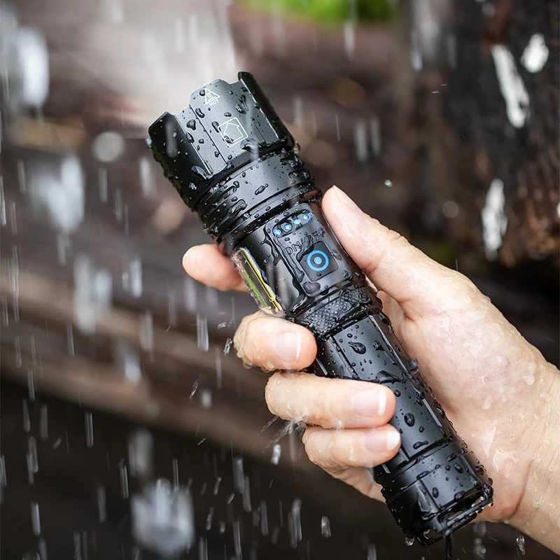 Super Powerful LED Flashlights High Power Rechargeable Torch Light with Built-in Battery for Fishing Hunting Camping LanternXJ250529