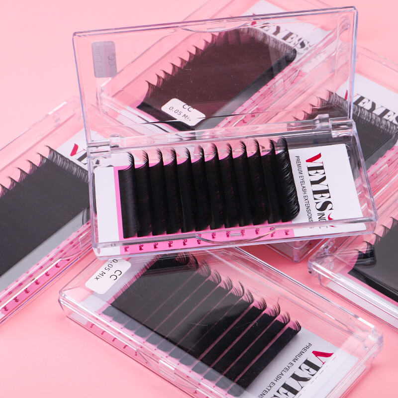 Veyes Easy Fans Matte Dark Black Faux Mink Lash Extensions 30mm Synthetic Hair BC 15mm 10mm Cashmere Lash Extension Trays