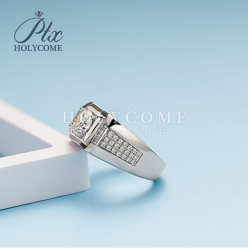 1CT Moissanite Ring Sterling Sliver 925 Men's Rings Couple Wedding Engagement Luxury White D VVS Clarify Good Quality Moissanite Mens Diamond Rin