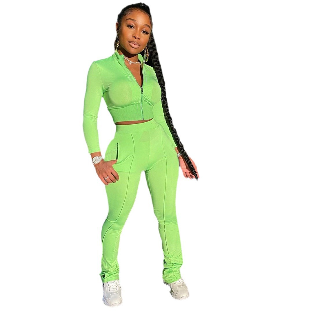 Women designer autumn winter clothing sportswear long-sleeved jackets trousers fashionable and casual solid-color fitness sets women outdoor sports tw